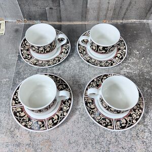 Vintage Savoy by Sango Flat Cup and Saucer set‎ of 4 - 8802